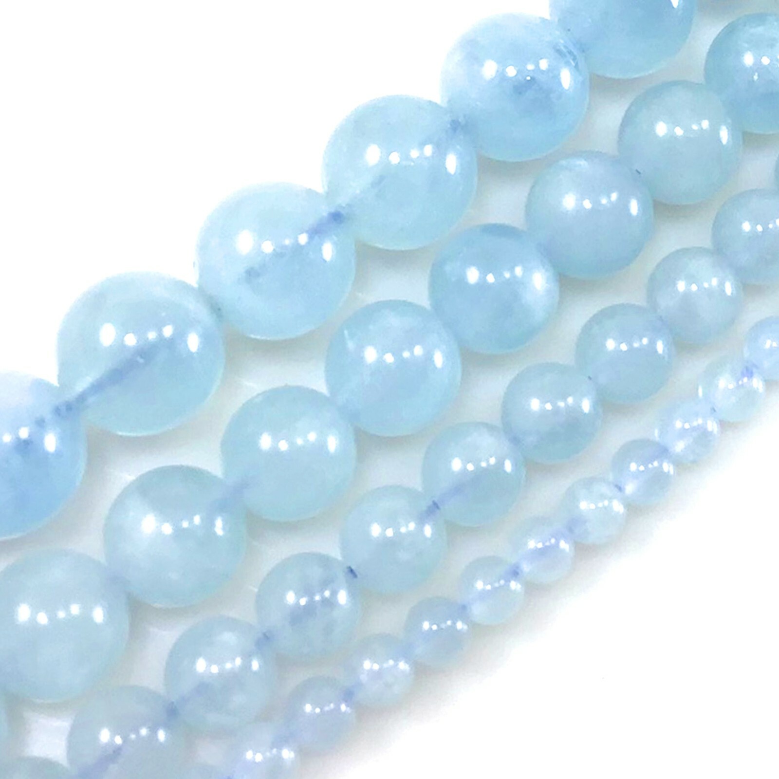 High Quality Natural Aquamarine Round Loose Beads 15″ strand 4mm 6mm 8mm 10 12mm