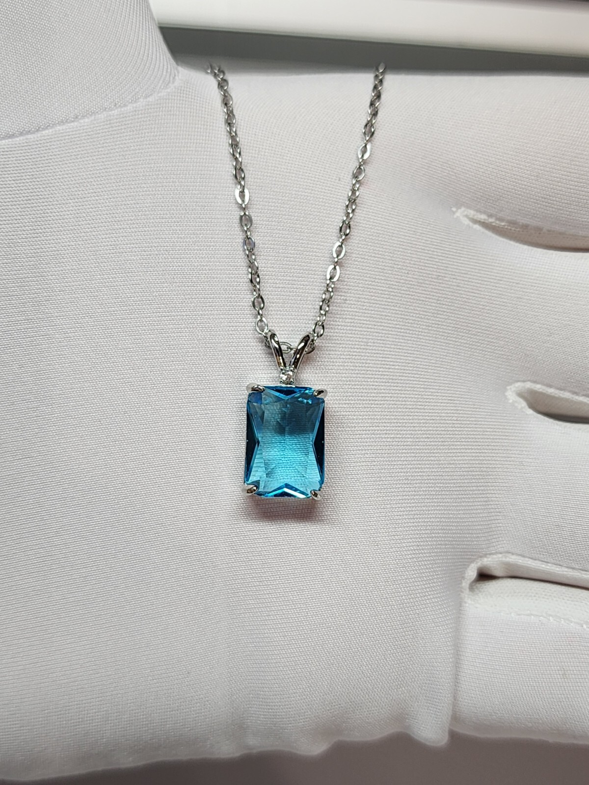 Silver Plated Pendant Necklace Rolo Chain With CZ For Women Fashion Jewelry
