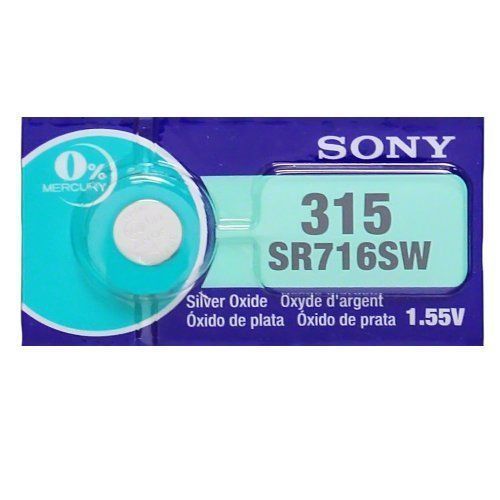 Sony 315 (SR716SW) 1.55V Silver Oxide 0%Hg Watch Battery (1 Pack) – EXP 08/2021
