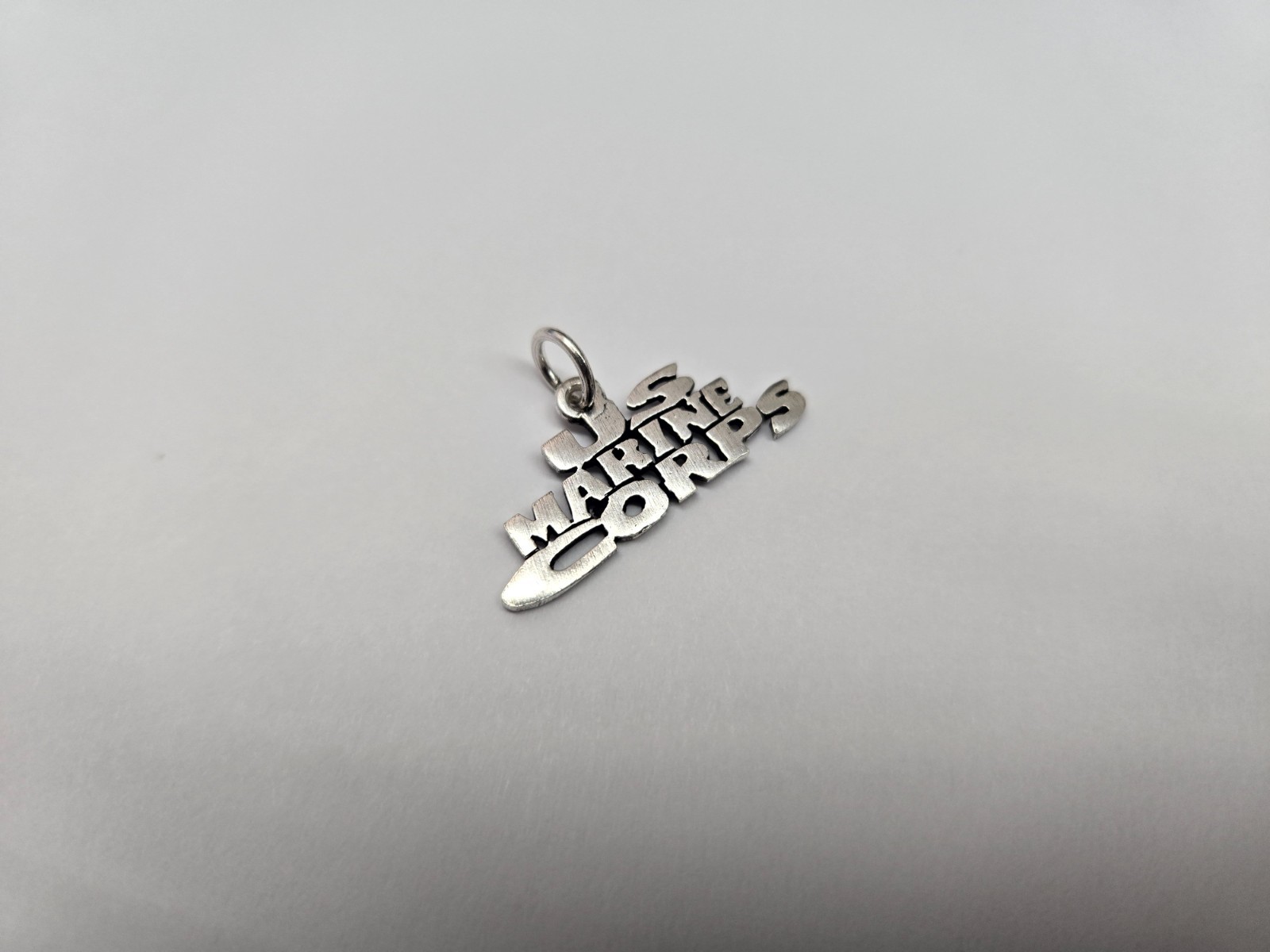 925 Sterling Silver US Marine Corps Word Necklace with 18 Inch Long Box Chain