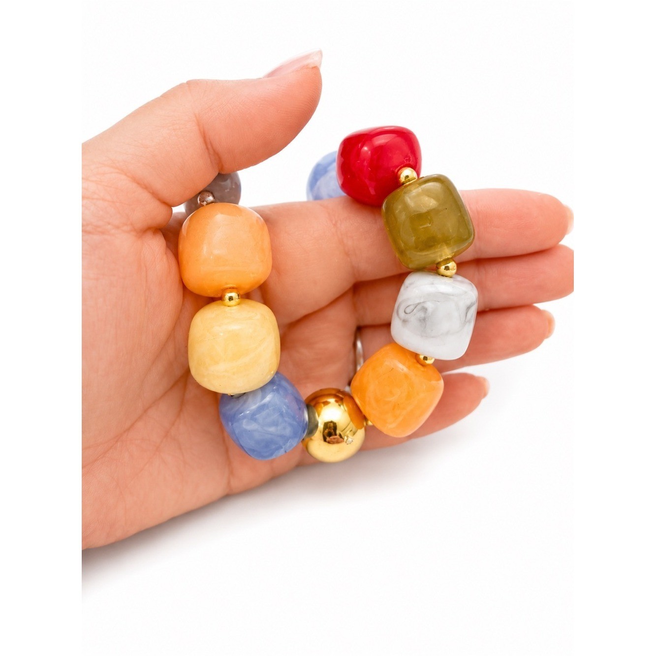 NWT Colorful Resin Statement Necklace | Chunky Multicolor Acrylic