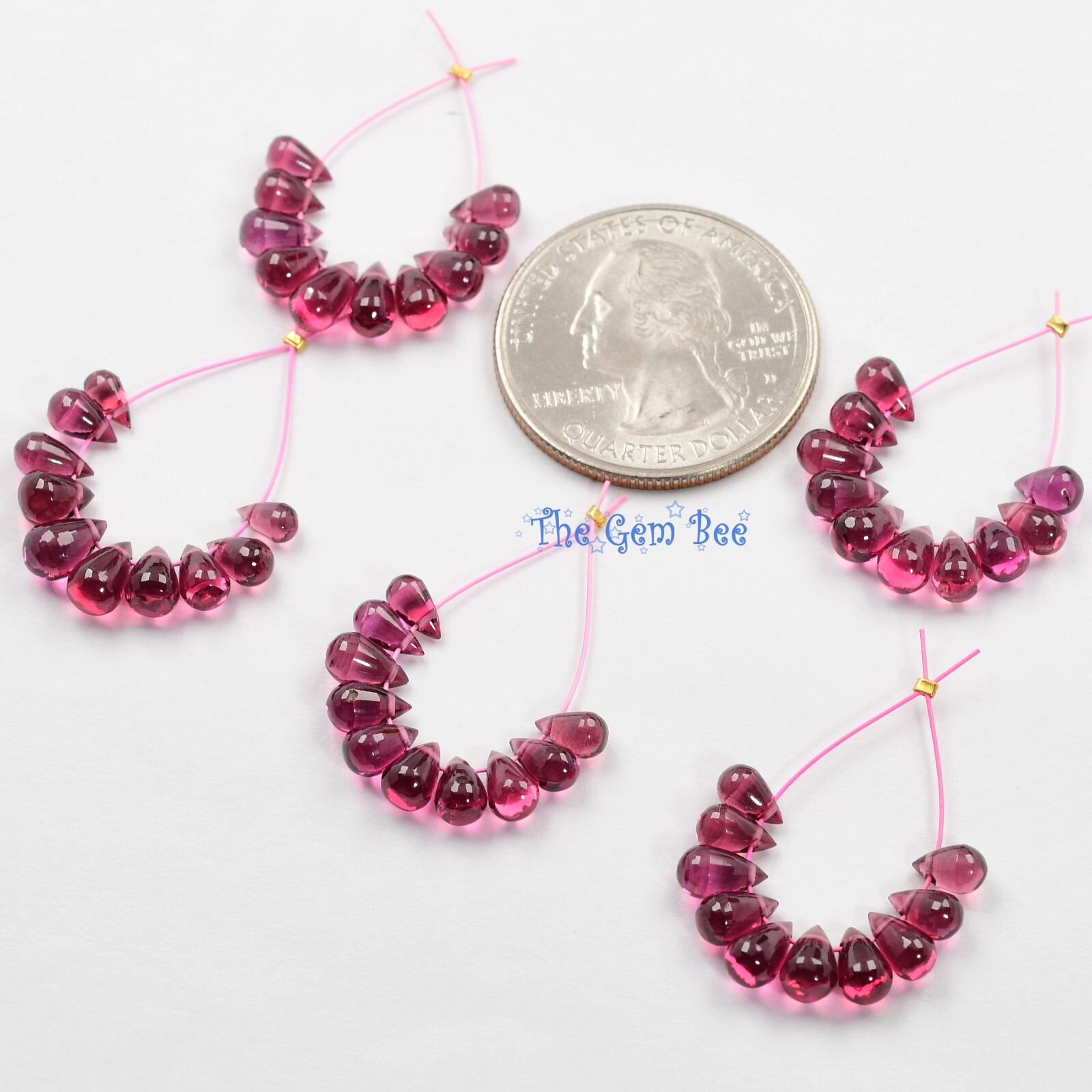 Gem Rhodolite Garnet Smooth Full Teardrop Briolette Beads (10)