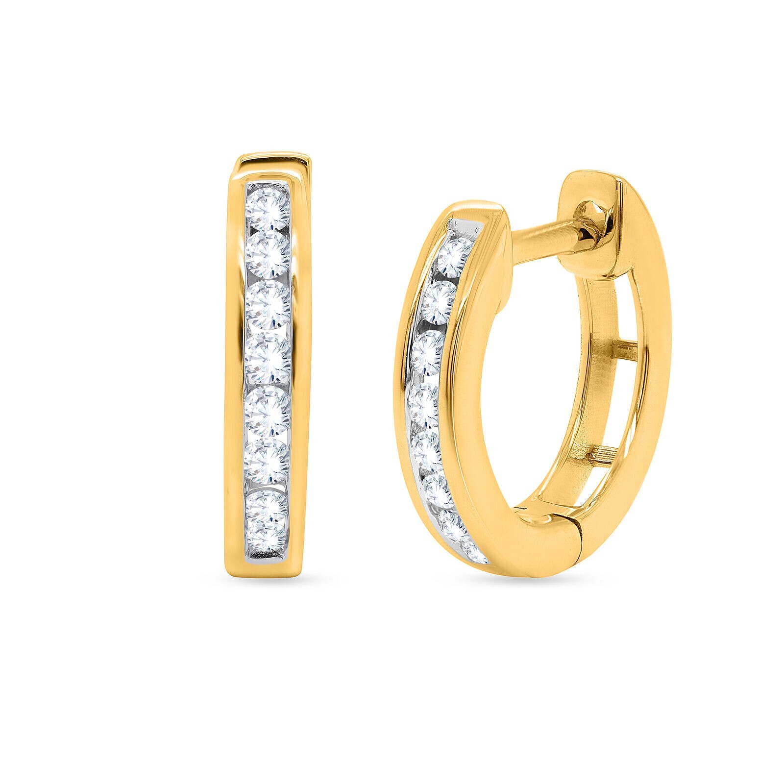 0.43 CT Round Cut EF VSSI Lab Grown Diamond Huggie Hoop Earring 14K Yellow Gold
