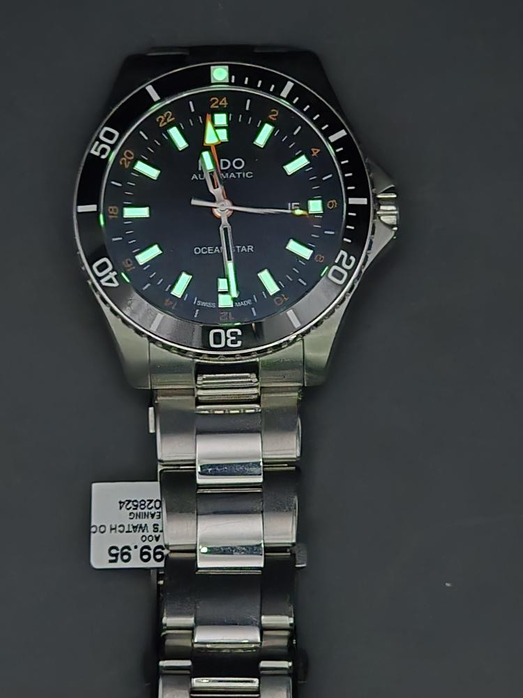 MIDO OCEAN STAR GMT AUTOMATIC SWISS MADE BLACK DIAL STAINLESS STEEL (J03028524)