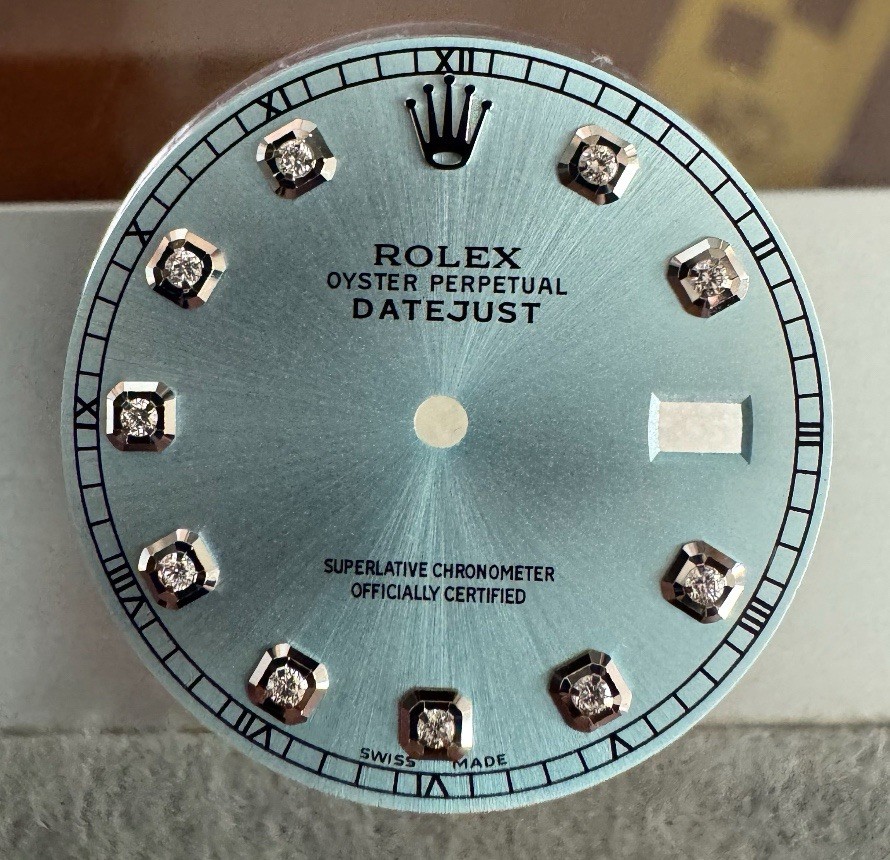 Rolex Mens Datejust Custom Ice Blue Diamond Dial For 16014 16030 16200 116234