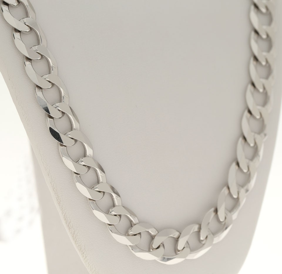 2.3 Ounce 10.6MM SOLID Sterling Silver Flat Curb Link Chain Necklace 26” Long