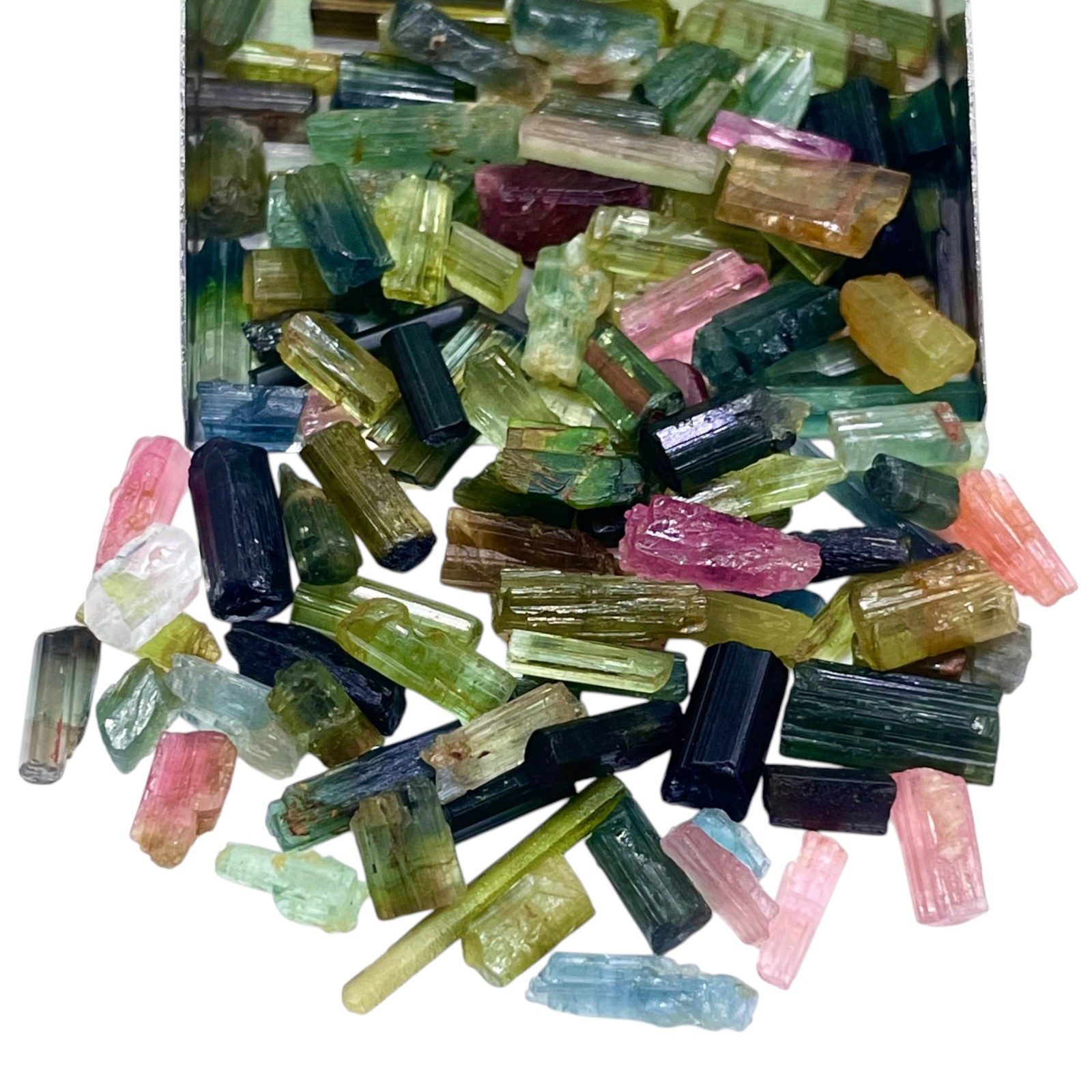 116 Pcs Natural Tourmaline 5-19mm Multi Color Rough Stick Loose Gemstones Lot