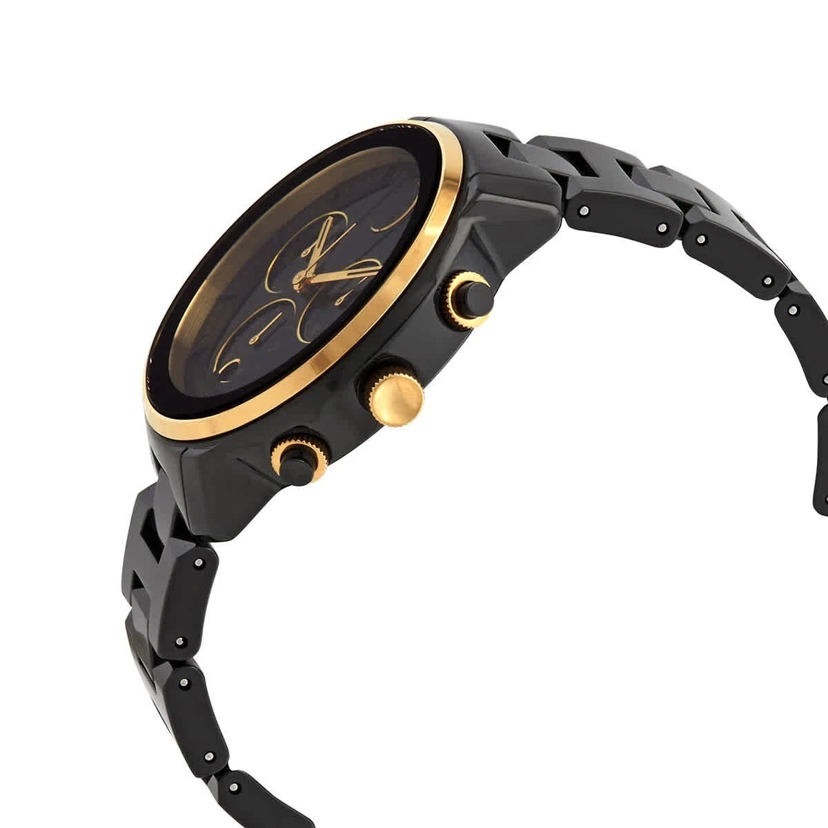 MOVADO BOLD VERSO 3600932 BLACK GOLD CHRONOGRAPH DIAL SWISS CERAMIC WOMENS WATCH