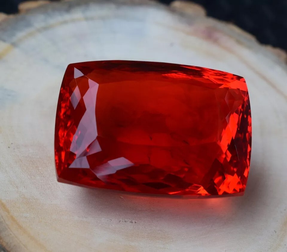 Natural Myanmar (Burma) Certified 136 CT Red Topaz Cushion Cut Loose Gemstone