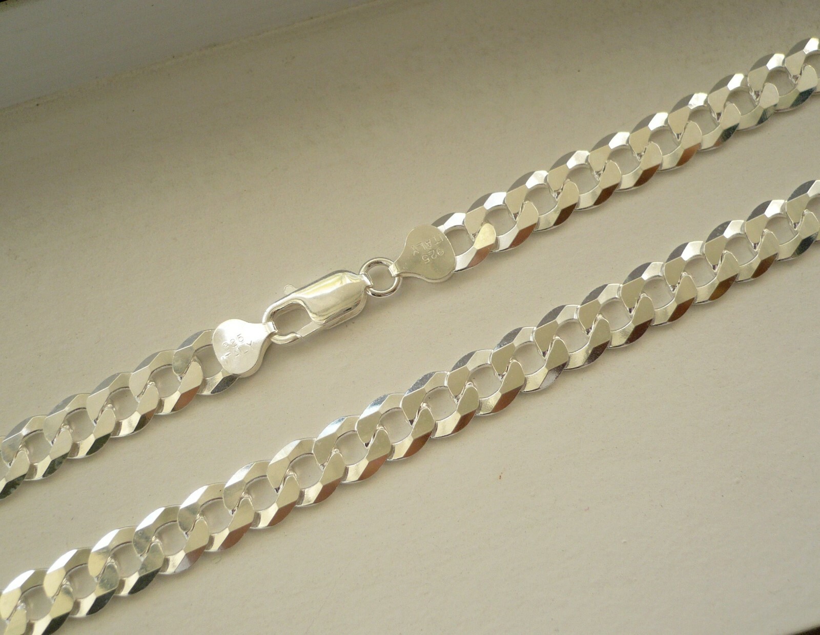 7mm -10.8mm 925 STERLING SILVER MEN’S WOMEN’S flat CUBAN LINK CHAIN OR BRACELET