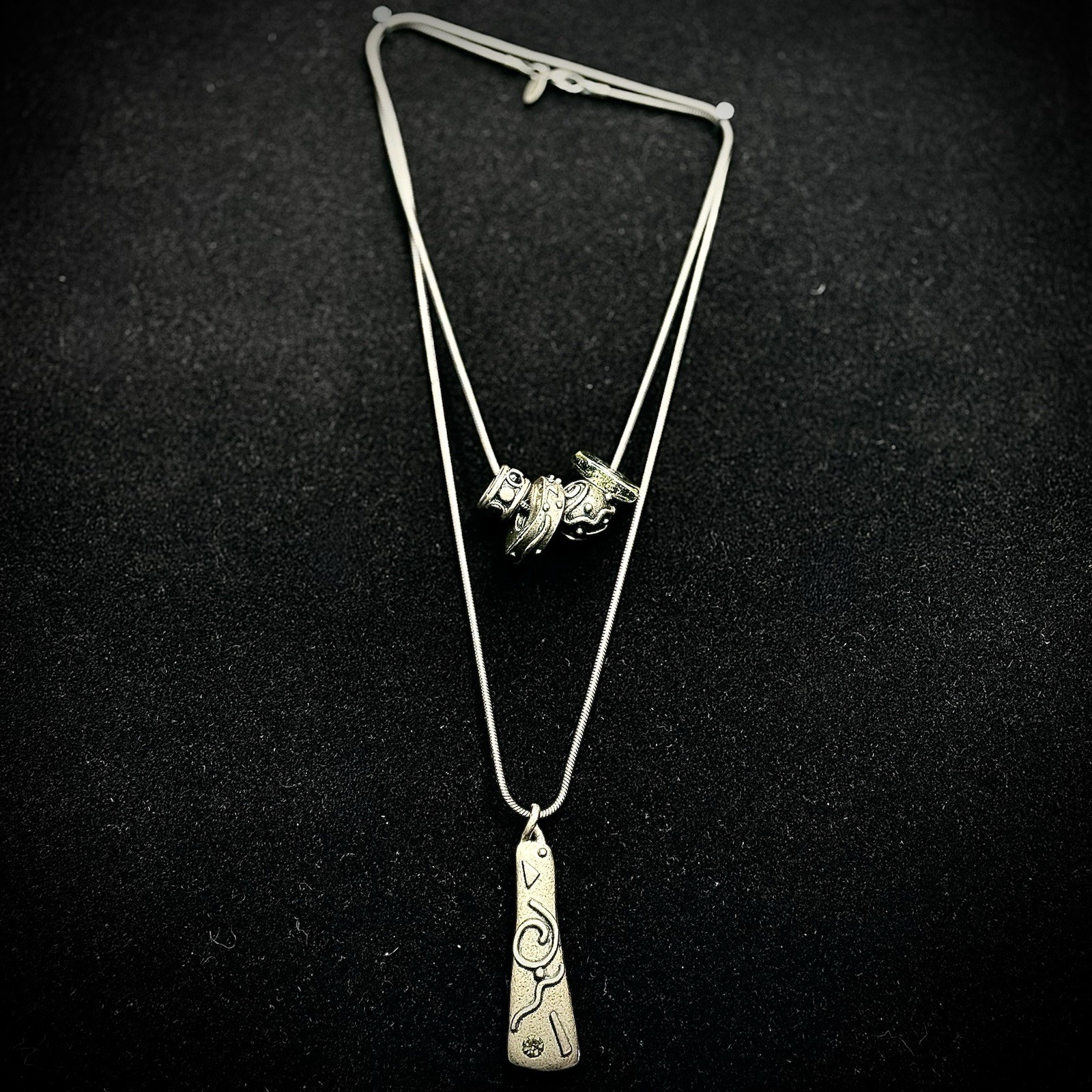 Chico’s Boho Chic Layered Necklace |Brass Tone Snake Chain | Charms & Pendant