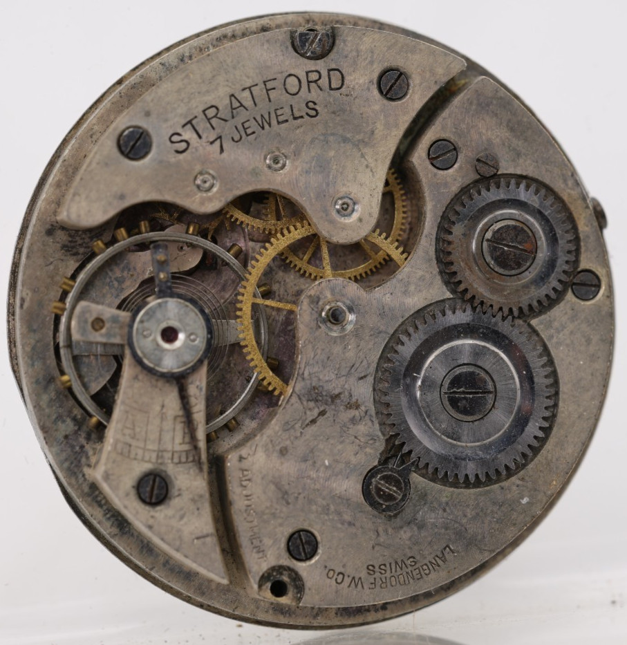 STRATFORD LANGENDORF 7j POCKET WATCH MOVEMENT 39.7mm FOR REPAIR (FG)