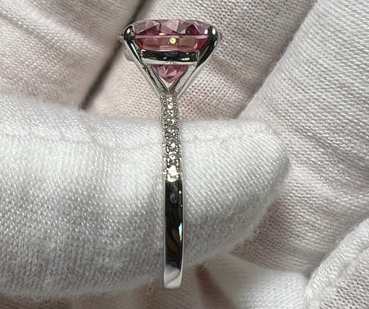 5.00 Ct Certified Round Shape Natural Pink Diamond Ring VVS1 White Gold Finish