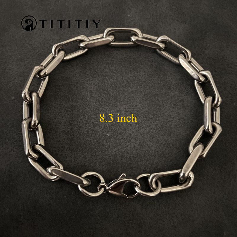 New 8mm Pure Titanium Chain Bracelet Men’s Women Bracelet Anti Allergy 8.3 Inch