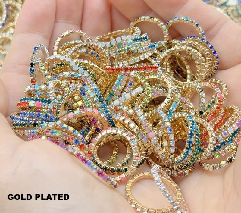 Silver Or Gold Plated 1 Row Stretch Crystal ToeRing Available In VariousColours