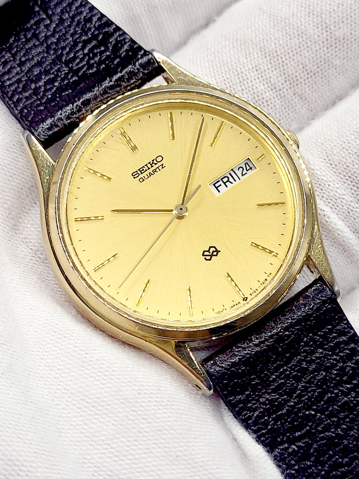 [WORKS] Seiko Watch Men 34mm Day Date Gold Dial Gold Tone Round
