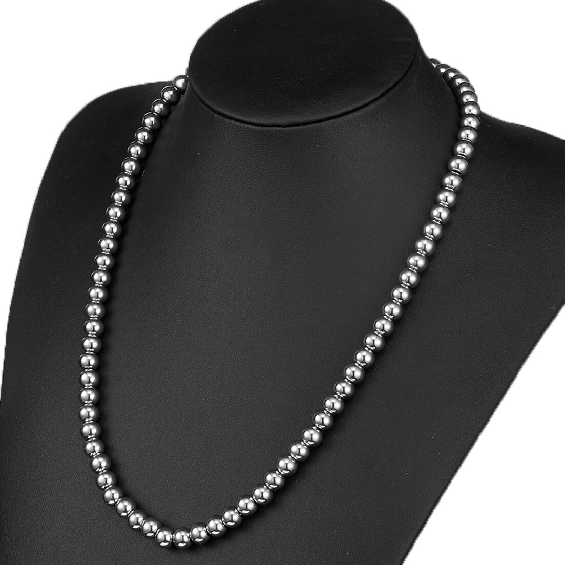 6/8/10mm Women Men’s 316L Stainless Steel Rosary Beads Chain Necklace 16-40inch