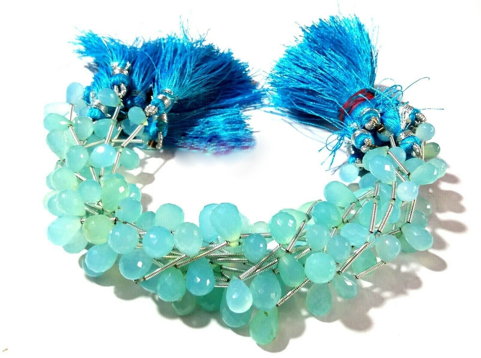 Aqua Chalcedony 4×6-5X8mm Teardrop Faceted Loose Beads 8″inch 1 Strand KG