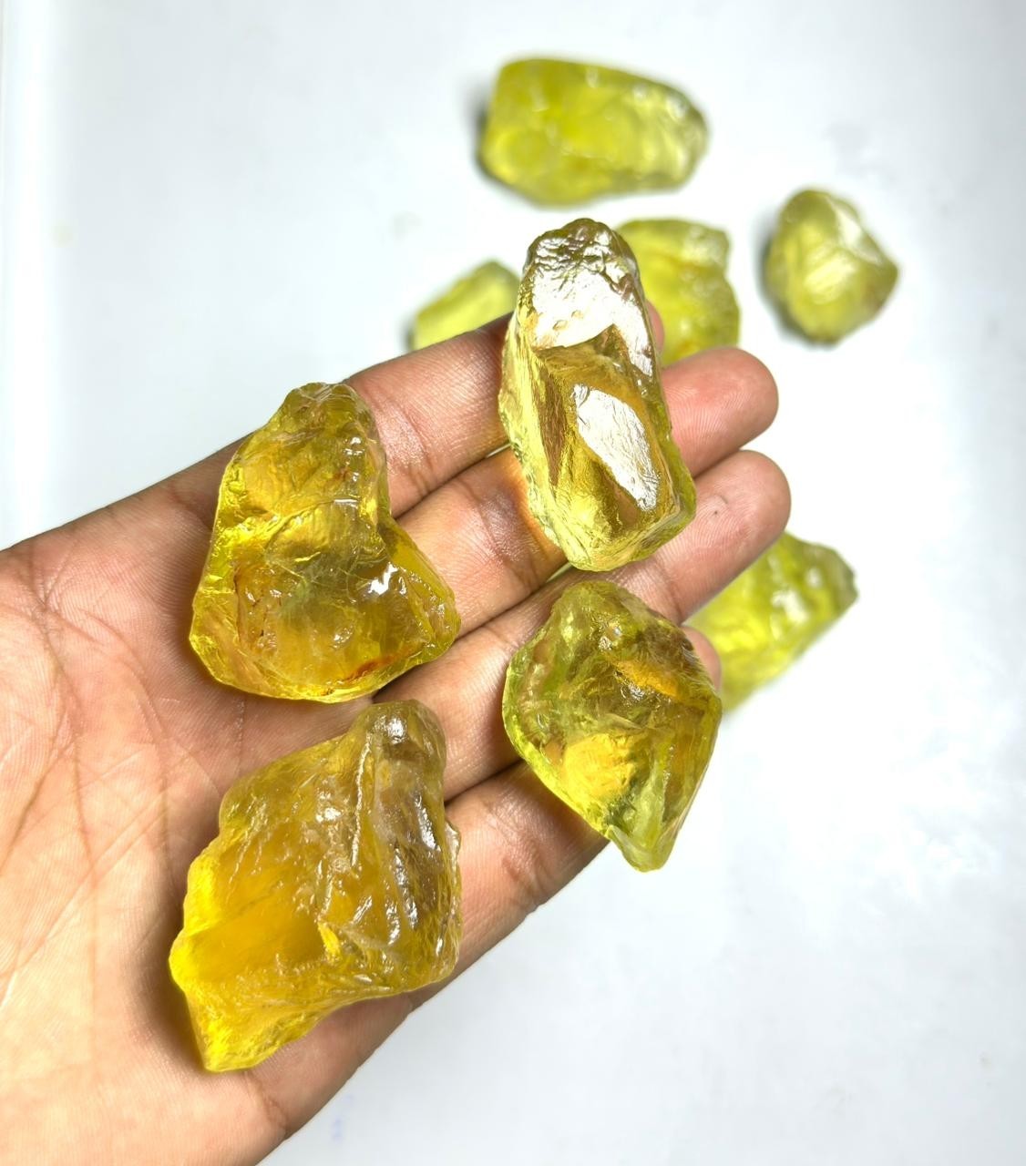 AAA+ Raw Lemon Quartz Crystal Lot, Natural Gemstone (20-35 MM) Facet Grade Raw