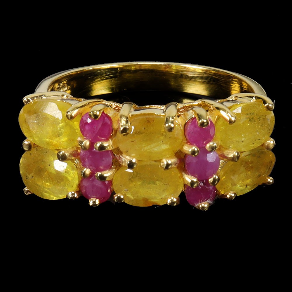 925 Sterling Silver Ring Oval Yellow Sapphire 6x4mm Ruby Gemstone Jewelry Size 7