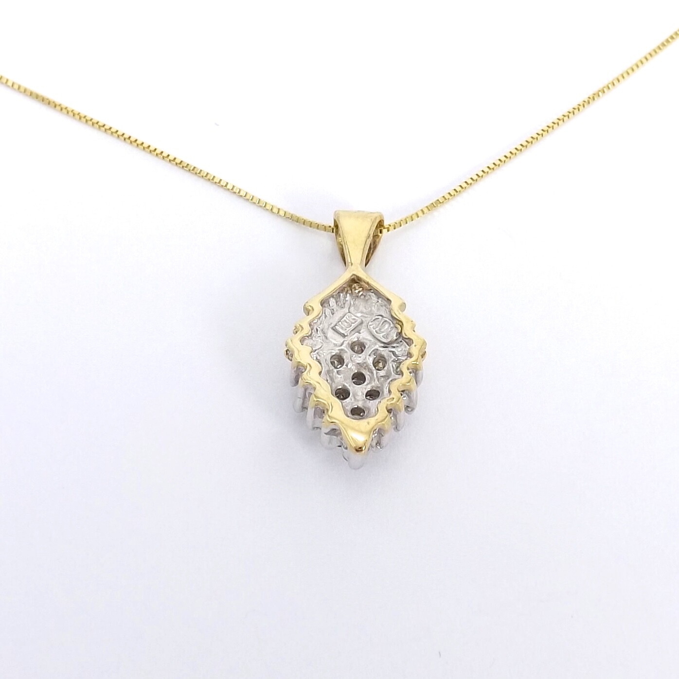 Solid 10k Gold Natural Diamond Pine Cone Pendant Necklace Adjustable 17-19in New