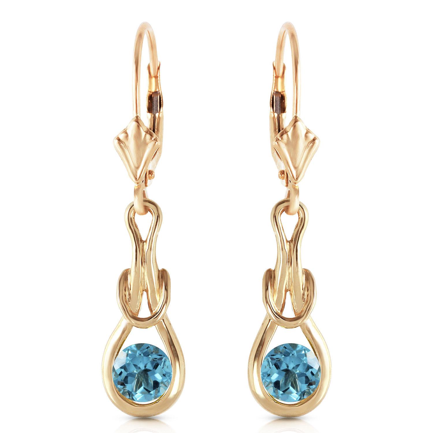 1.3 CTW 14K Solid Gold Elysian Blue Topaz Earrings