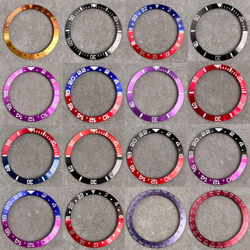 38mm*30.5mm Black Red Purple Bezel Insert For 40mm GMT SUB SKX 007 Mens Watch