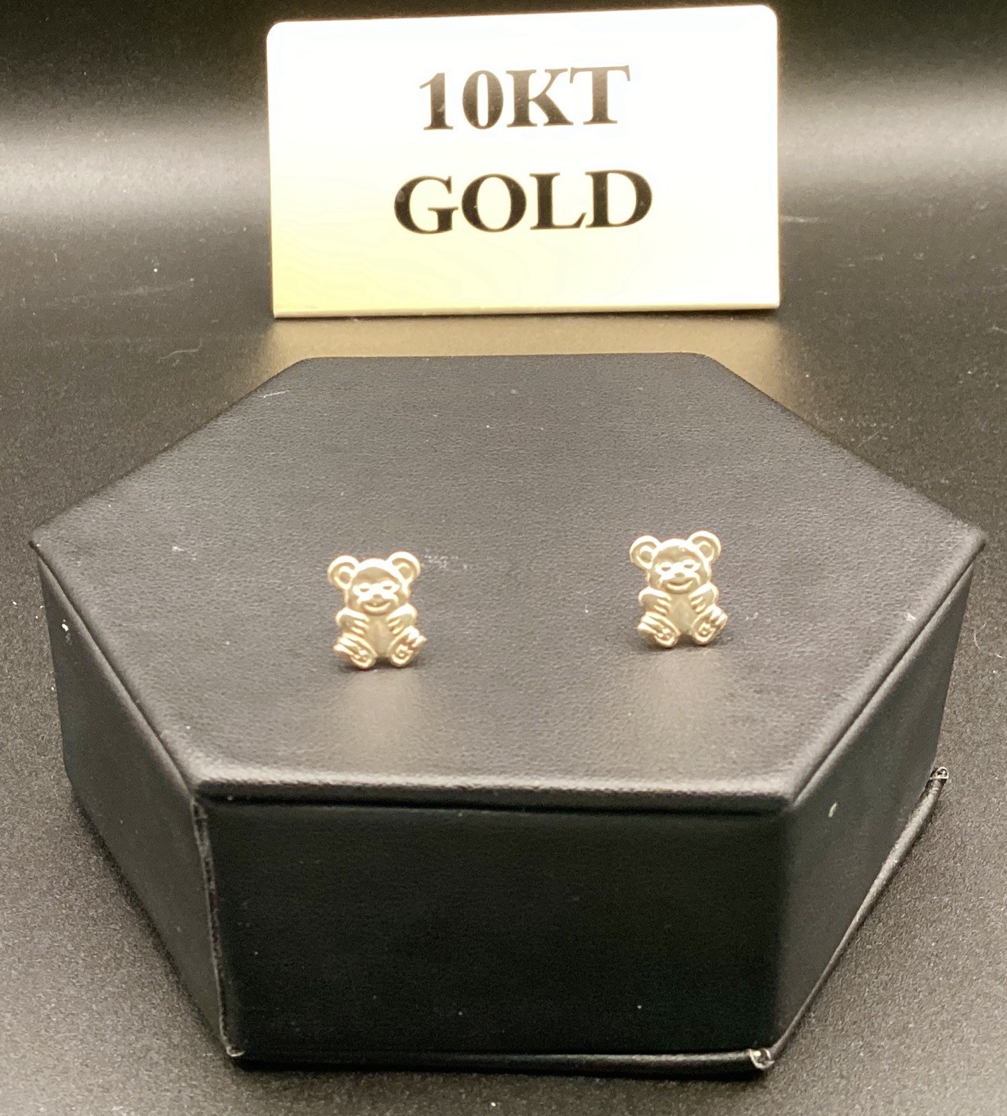Real Stamped 10 KT Yellow Gold Hollow Gummy Bear Children Studs