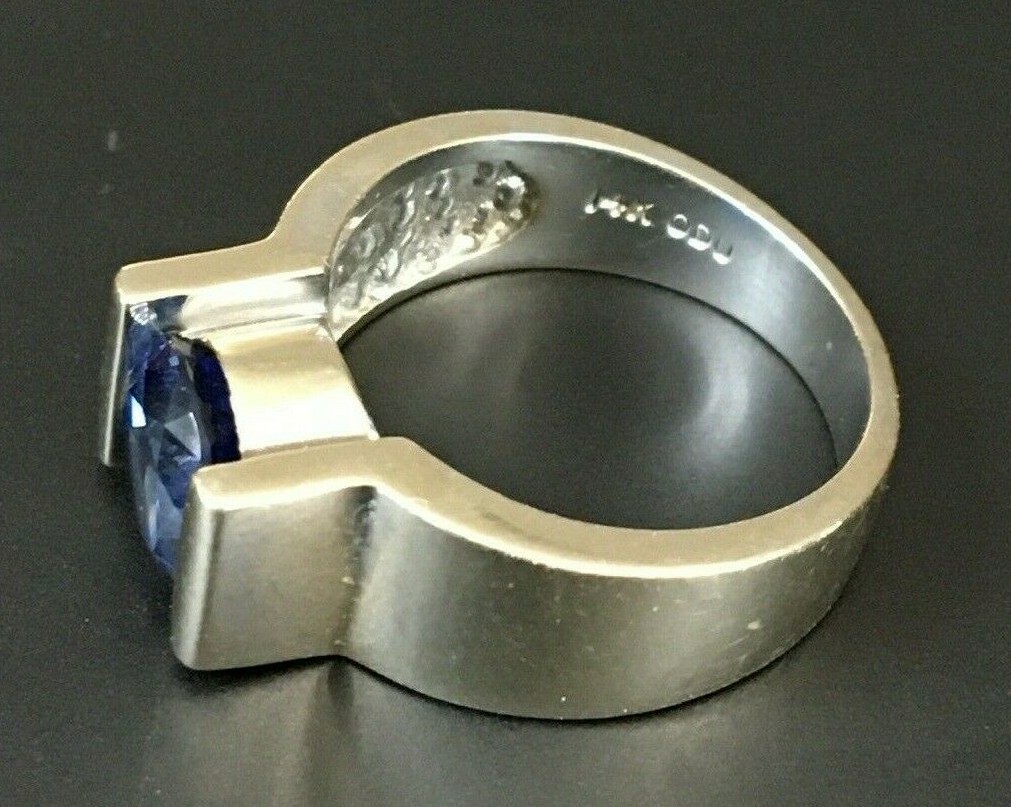 $2,000 14k White Gold Solitaire Engagement Ring Modern Tension Mount Setting 9g