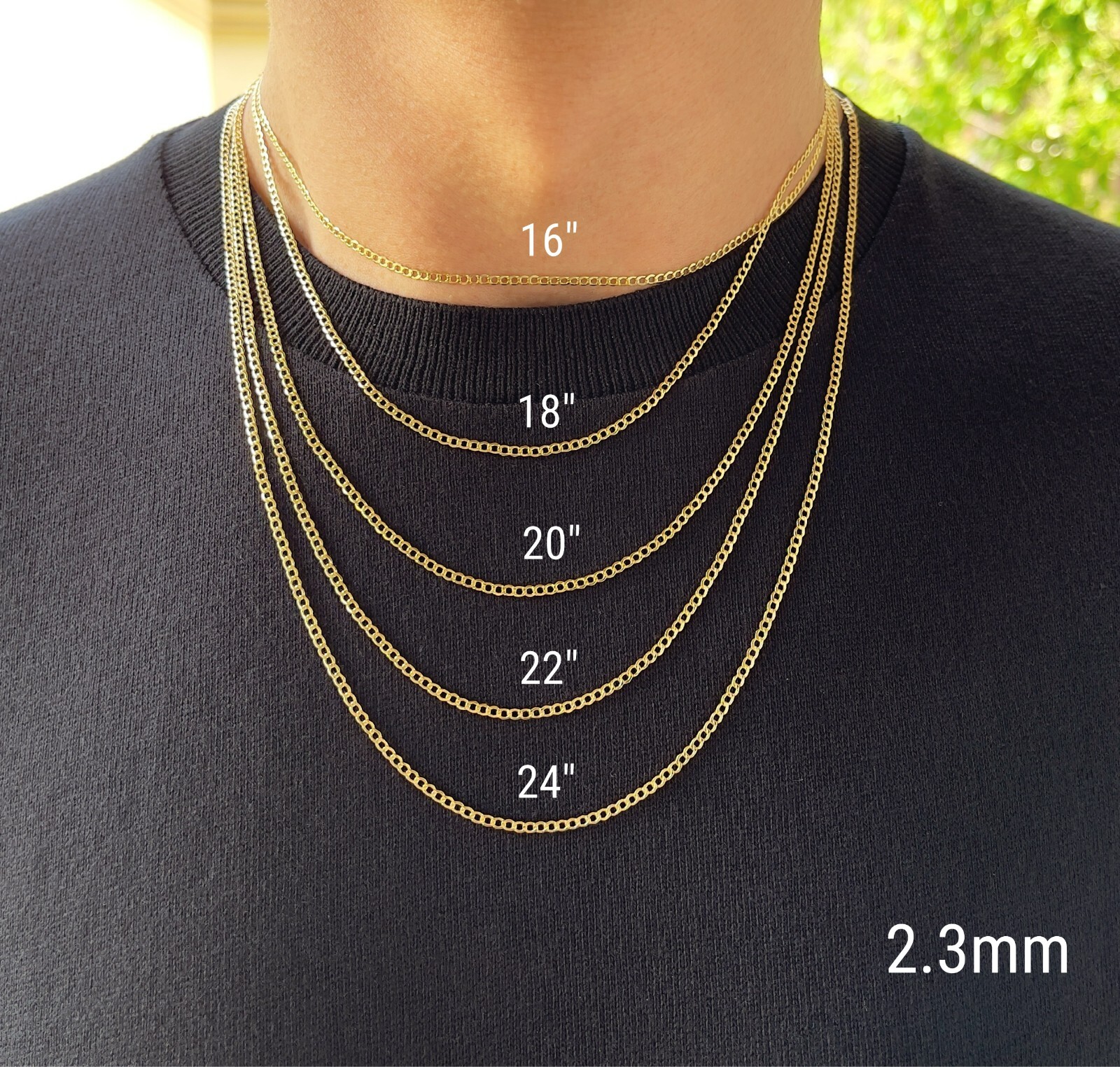 14K Real Gold Open Cuban Curb Link Chain 2.3-6.5mm Diamond Cut Necklace Unisex