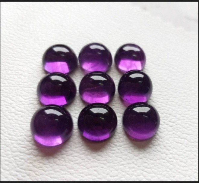 Natural Purple Amethyst Round Shape Cabochon Gemstone for Jewelry Like Rings,