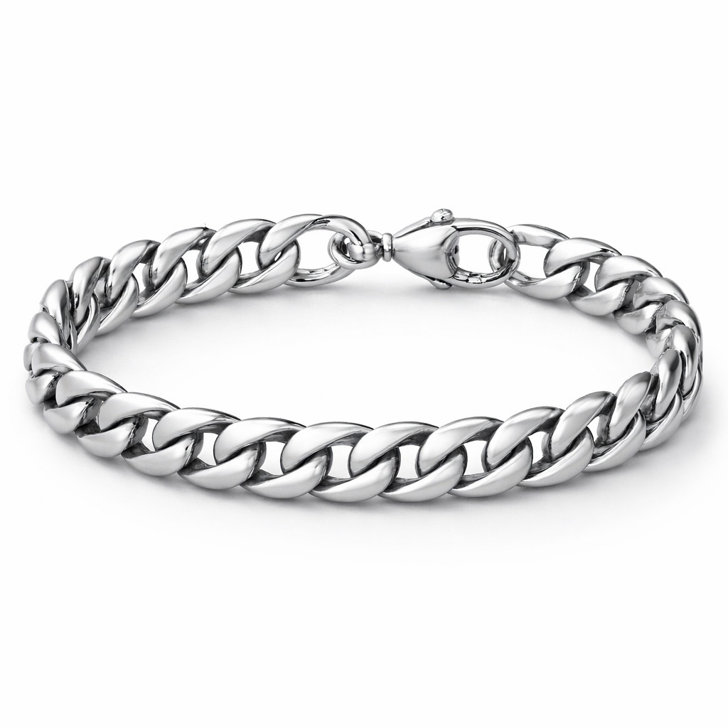 Men’s Stainless Steel Cuban Link Bracelet Silver Chain Curb Link Jewelry
