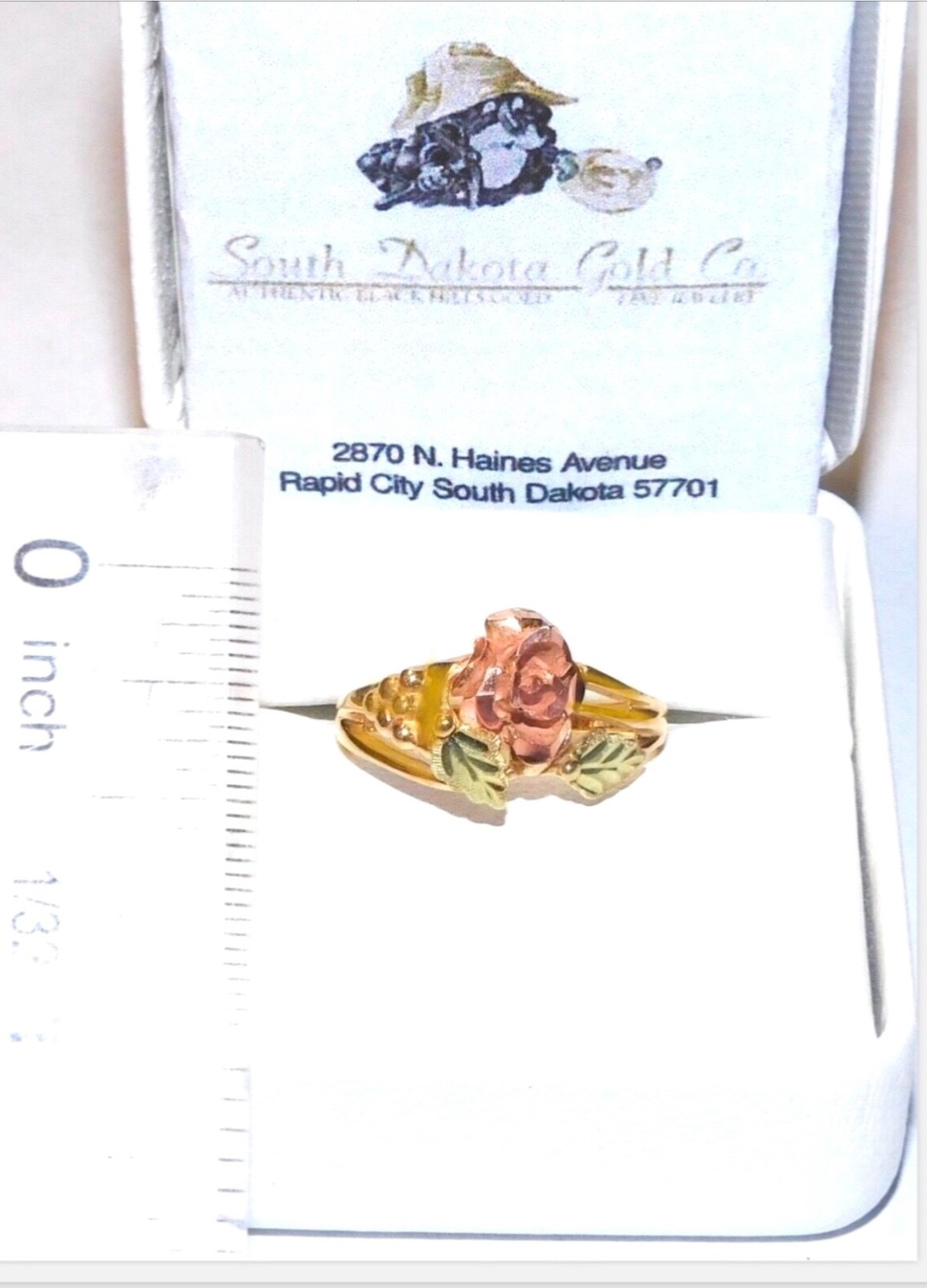 Black Hills Gold 10k 12k Dakota Rose Leaves Ring Size 6 3/4