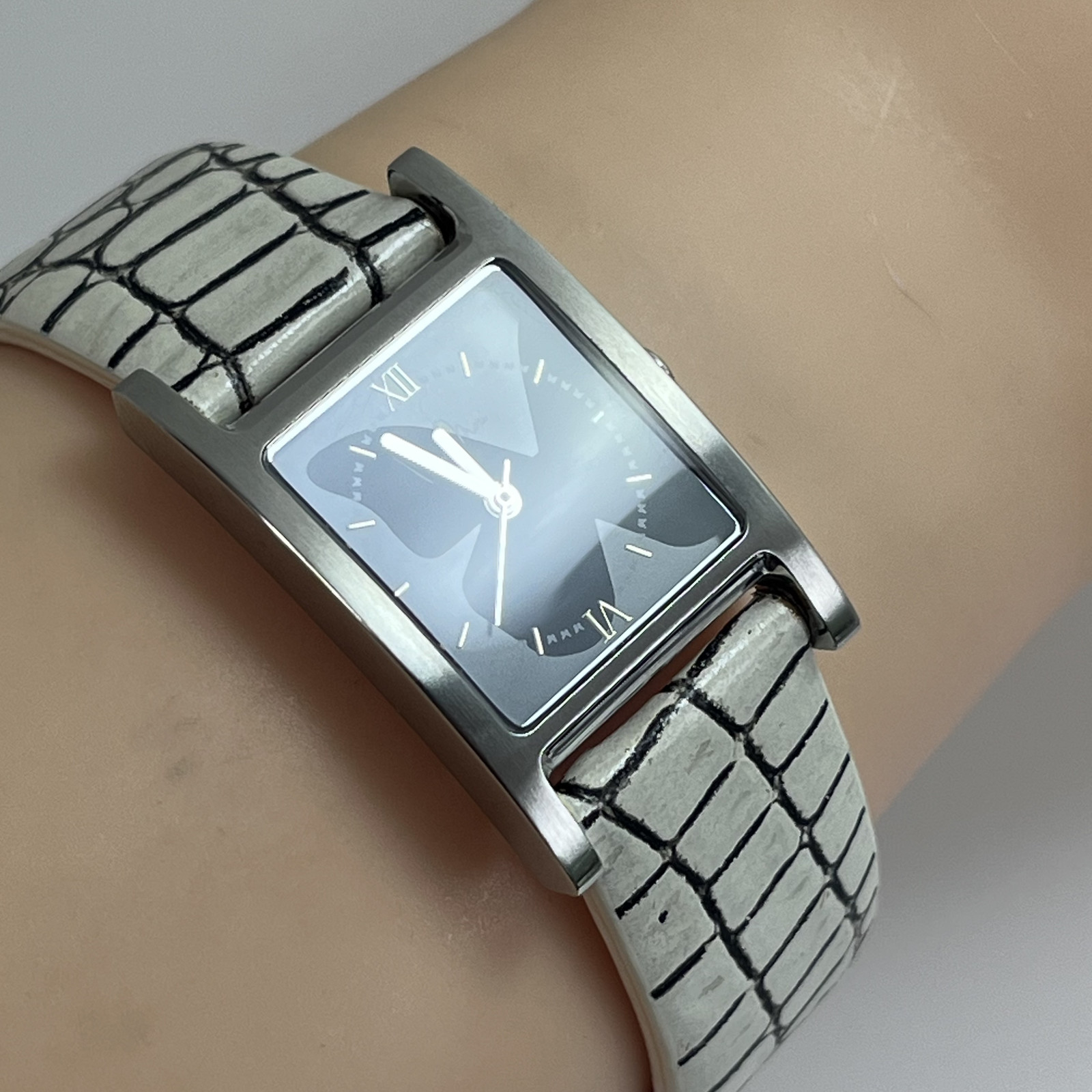 Sony Wena Hanae Mori Three Hand Square WH-T13/B Japan Leather Strap W/Box#B876