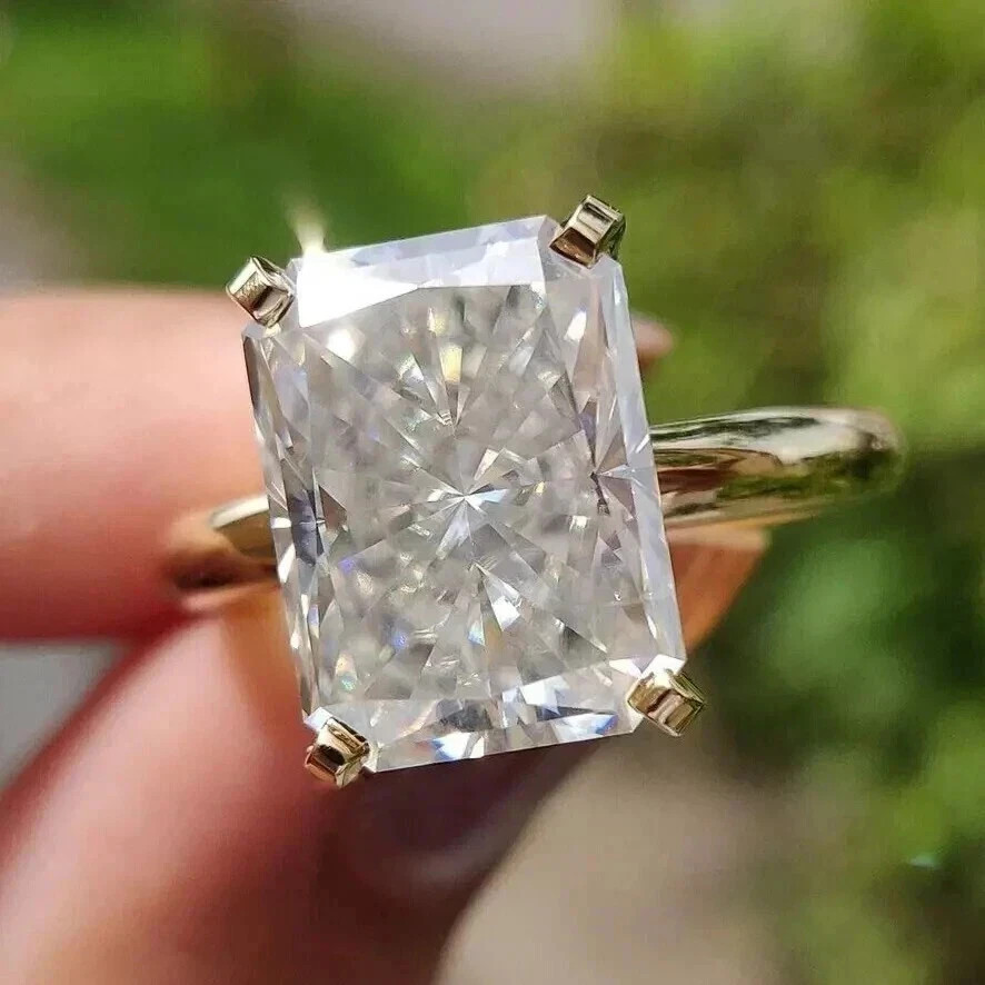 4.80 Ct White Moissanite Radiant Cut Anniversary Wedding Ring 14K Yellow Gold FN