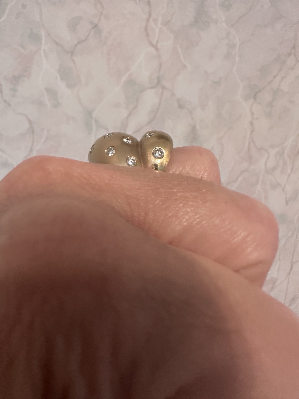 14KT YELLOW GOLD DIAMOND FREE FORM SATIN FINISH RING ~ SHOPNBC ~ Size 6