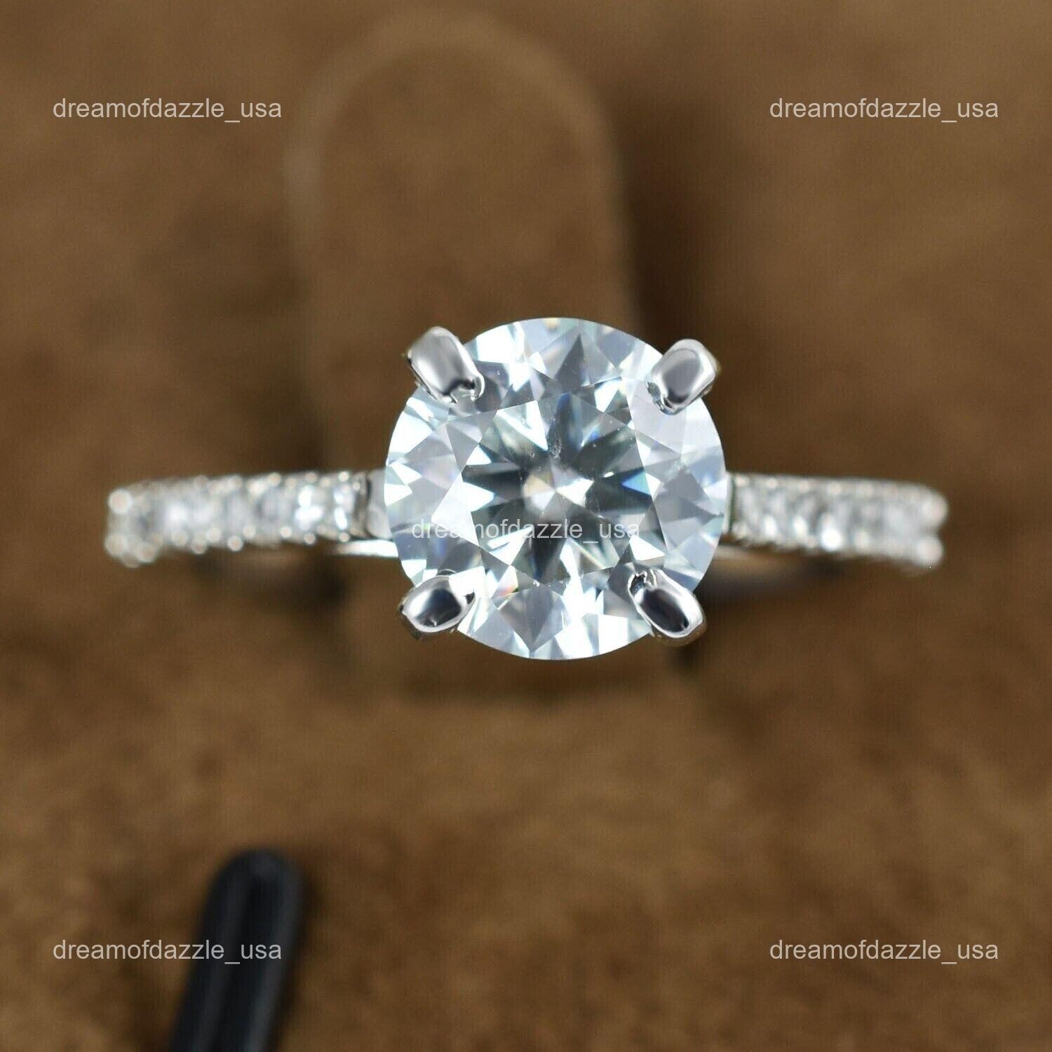 Diamond Resilient Lady Solitaire with Accents Sister Ring Jewelry 14K White Gold