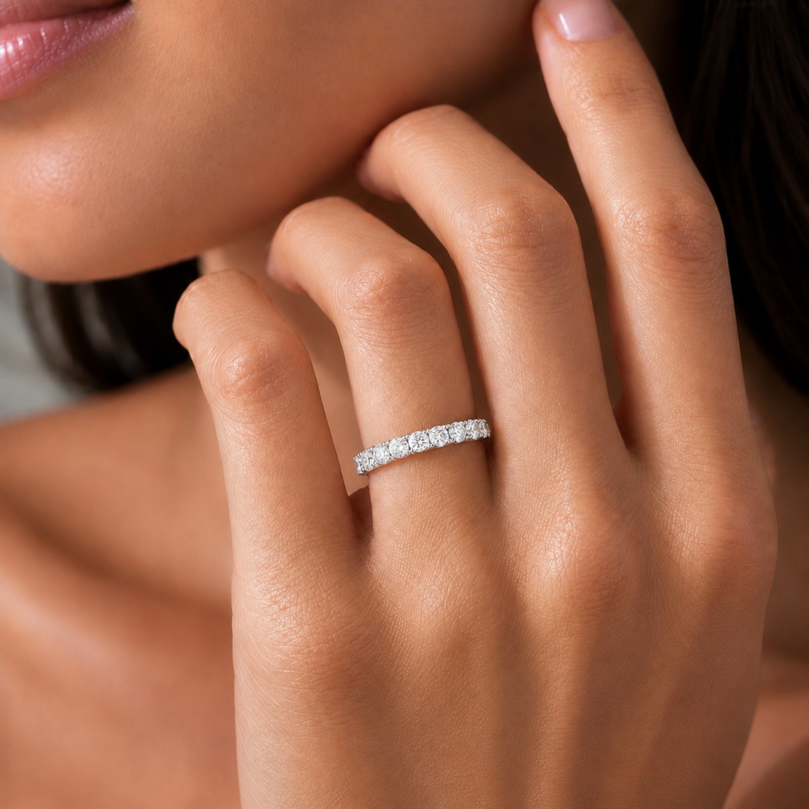 Diamonair 2.00 Round cut Lab Grown Diamond (F/VS+) 14K Gold 13 Stone Ring