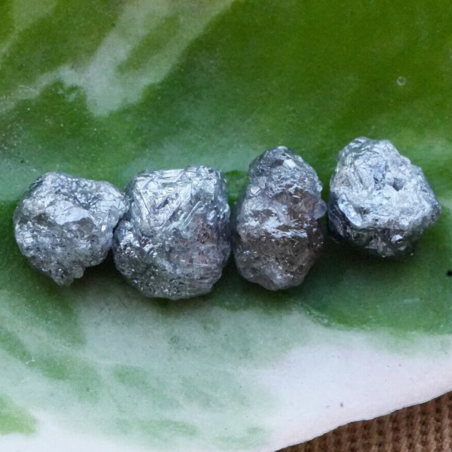 Natural BLACK Uncut Raw Premium African Loose Diamonds 4 PCS 1.00 Ctw