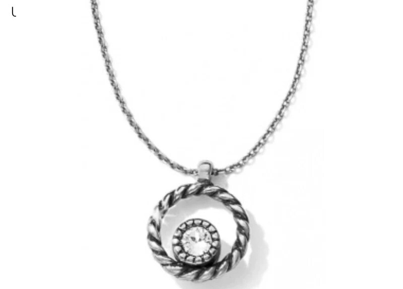 NWT Brighton HALO Purple Clear Reversible Crystal Silver Mini Necklace MSRP $42