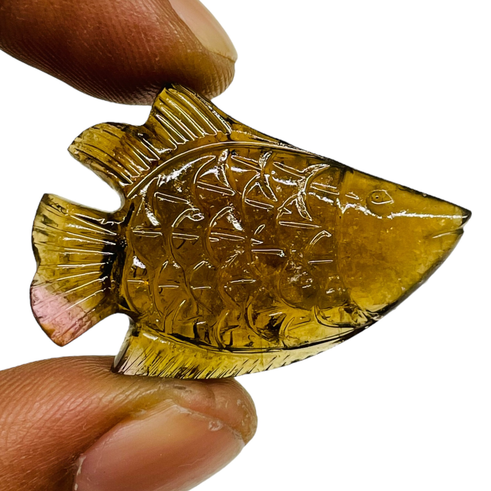 50.75 Cts Natural Tourmaline Carved Fish Untreated Magnificent Loose Gemstone