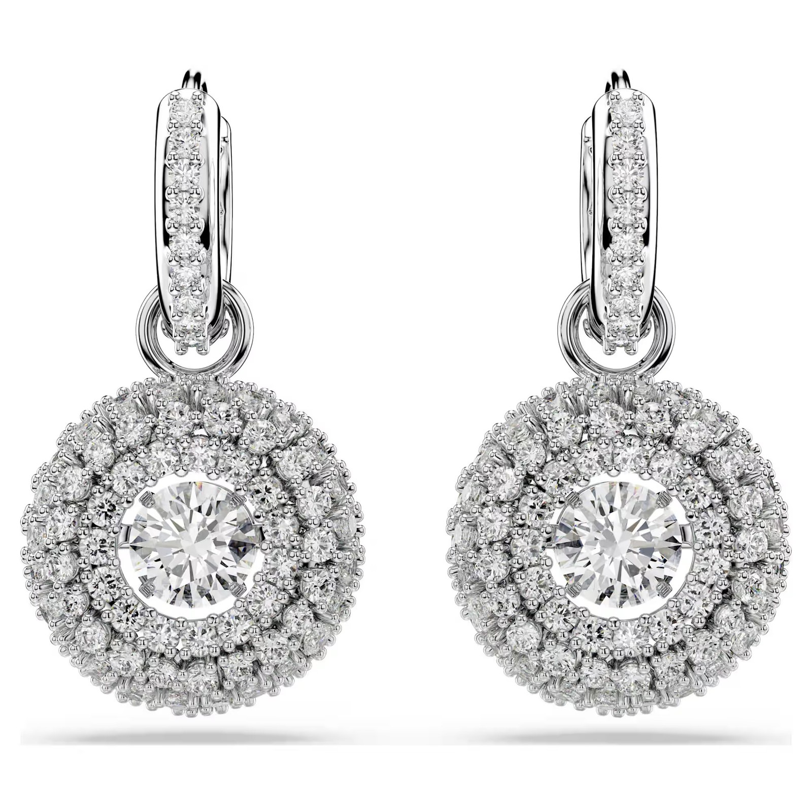 Swarovski Zirconia Sublima Drop Earrings Round Cut White, Rhodium Plated 5738193