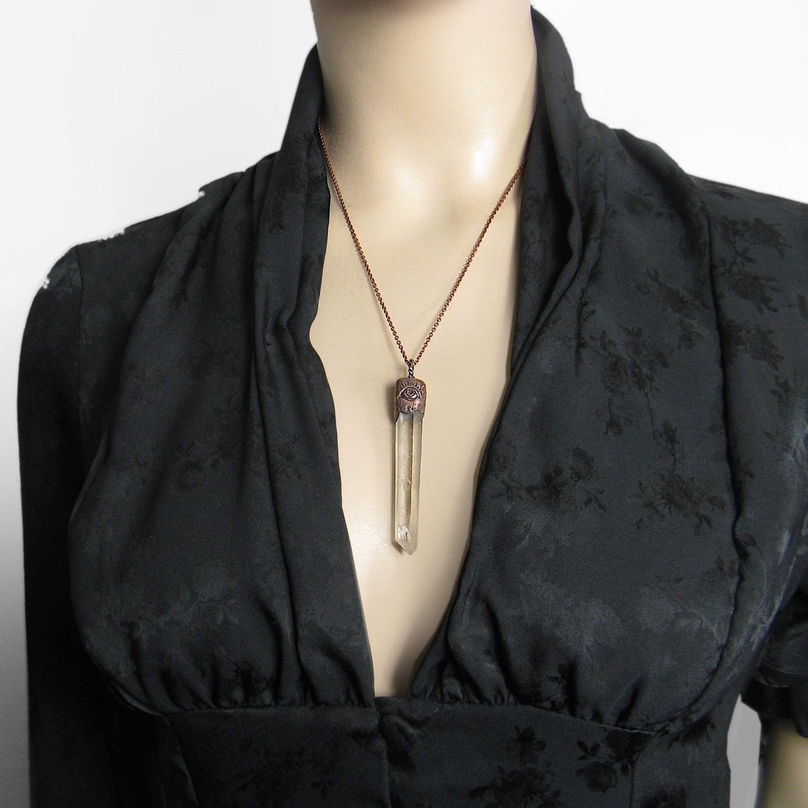 Copper Quartz Point Pendant ONLY No Chain – Mystical Symbol Handmade Jewelry