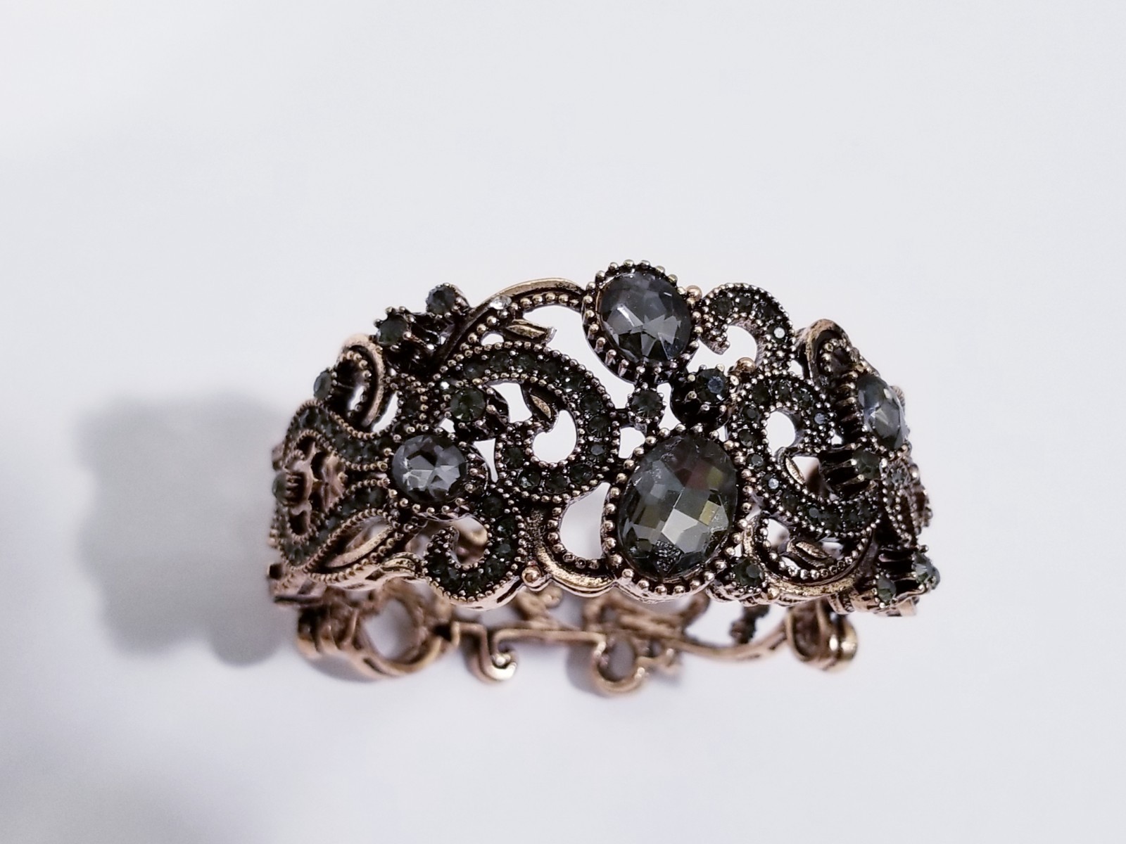 Rose Gold Rhinestone Bracelet Cuff Boho Statement Prom Crystal Jewelry Bangle
