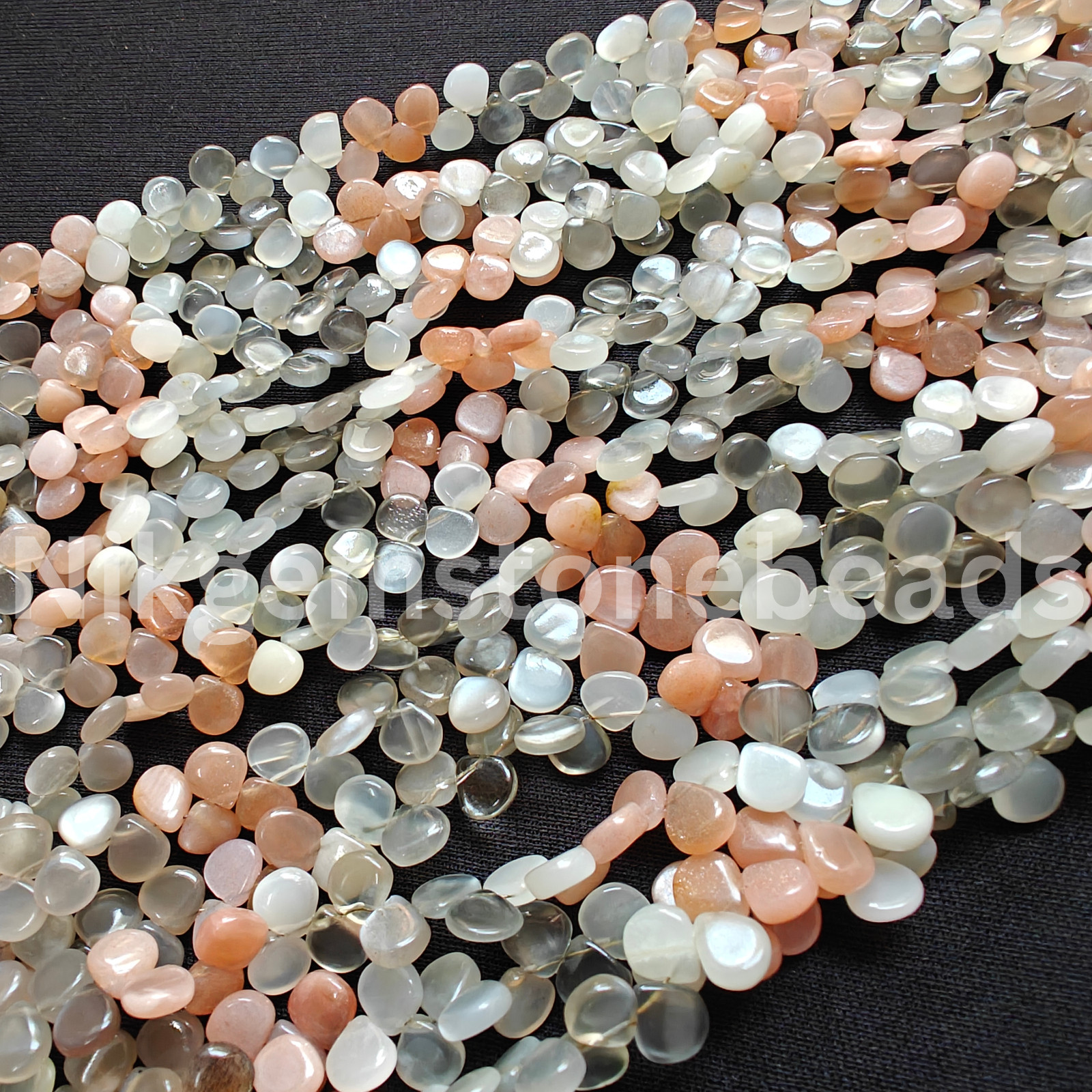 Natural Shaded Moonstone Beads, Smooth & Plain Heart Cut Stone, 7.50-8.50 MM.