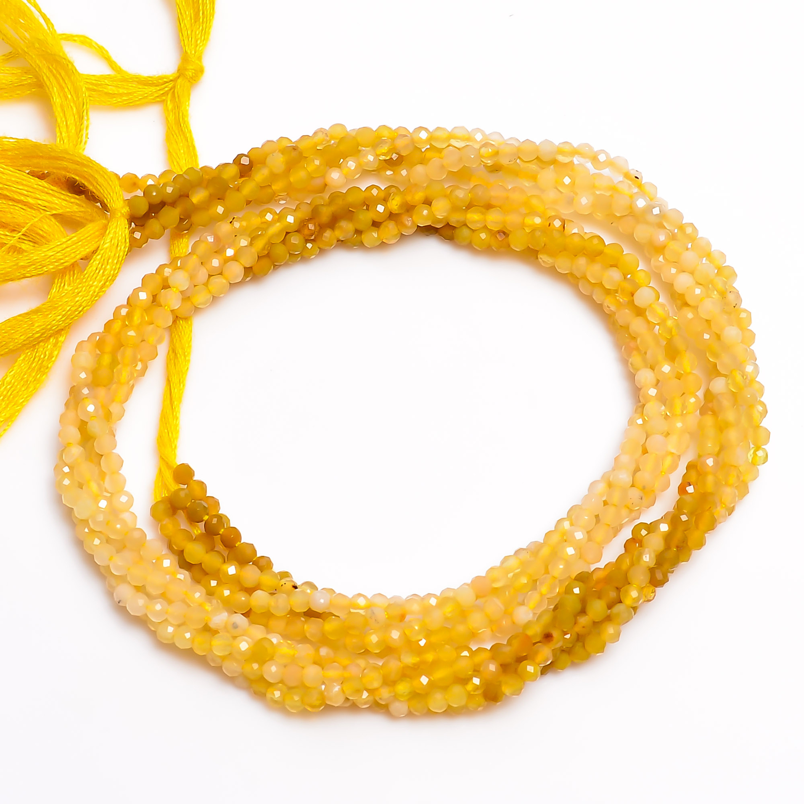 2 mm Natural Yellow Opal Shaded Faceted Round Rondelle Beads 33 cm Strand EB-64