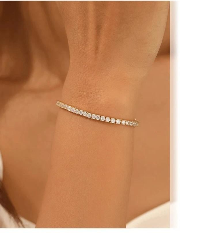In 14k Yellow Gold Round Natural Diamond Women’s Proposal Gift Tennis Bracelet