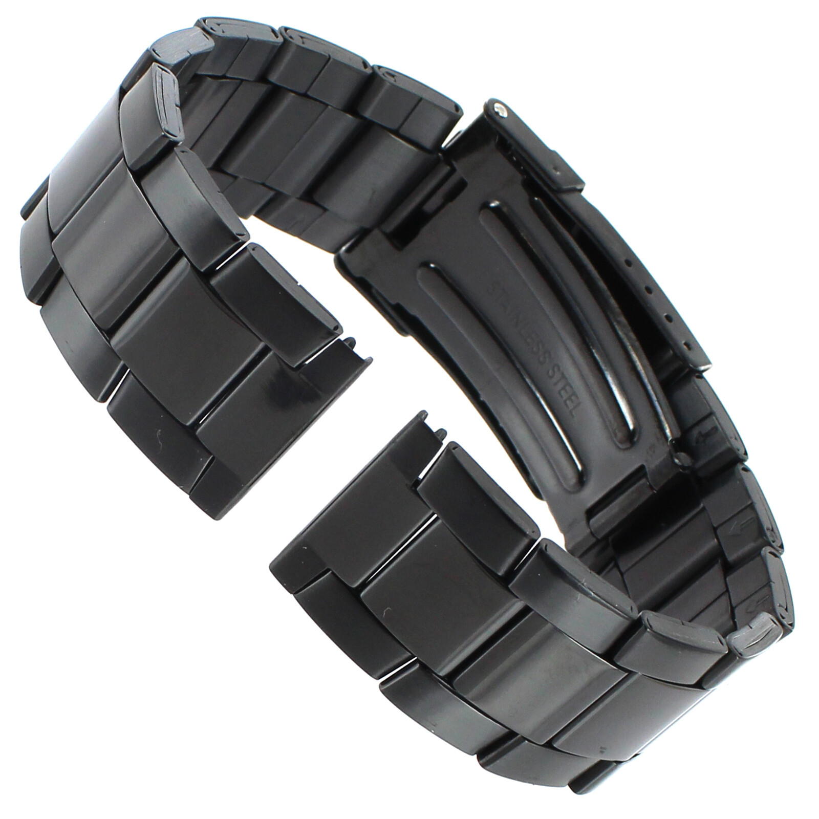 20mm deBeer Black PVD Stainless Fold Over Deployment Clasp Mens Band Long LM614