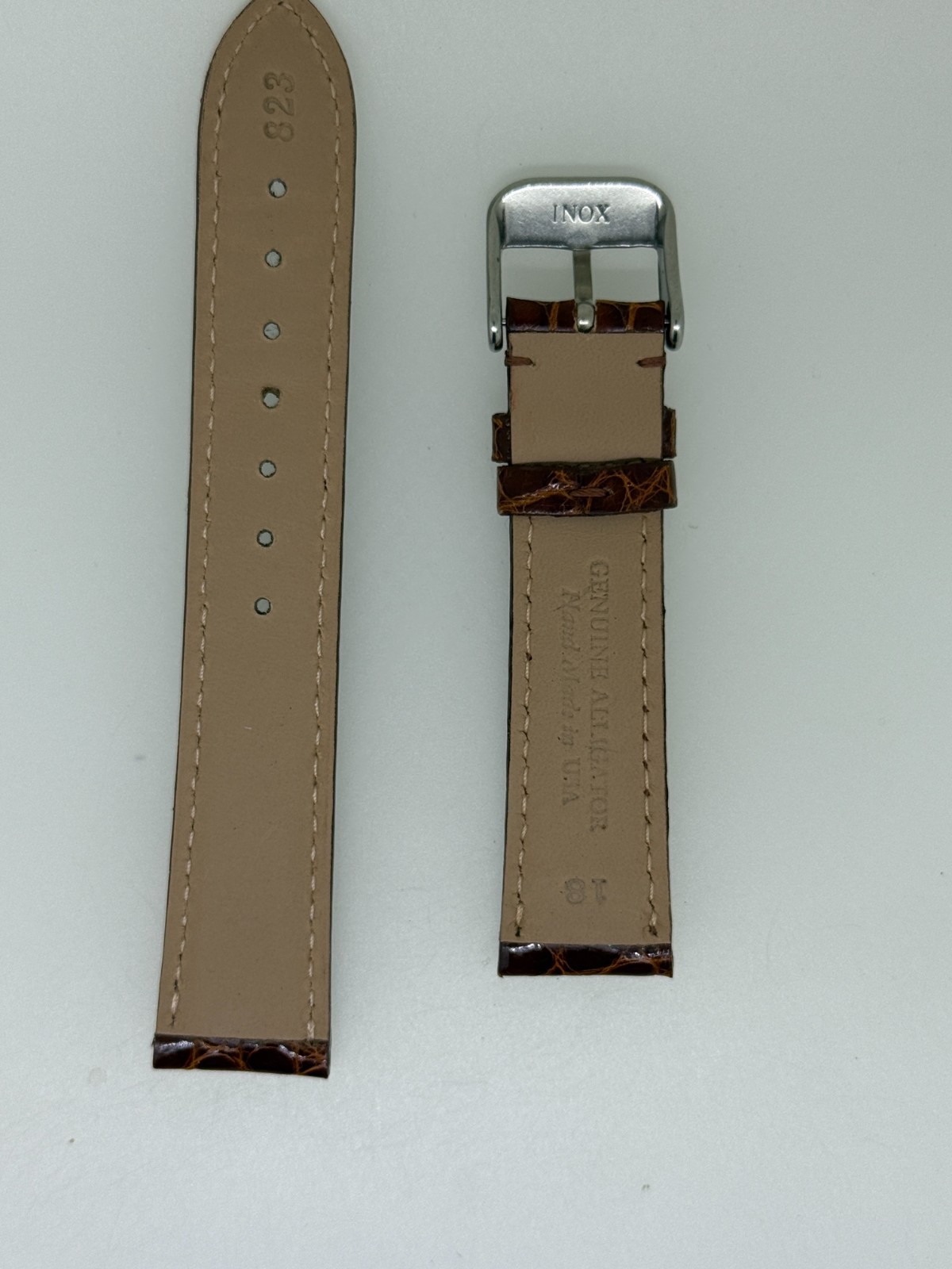 Hadley Roma brown grossy Alligator sides watch band strap 18MM x 16MM