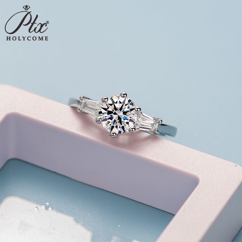 6.5mm Moissanite S925 Sterling Sliver D Color VVS1 Clarity Wedding Rings Luxury